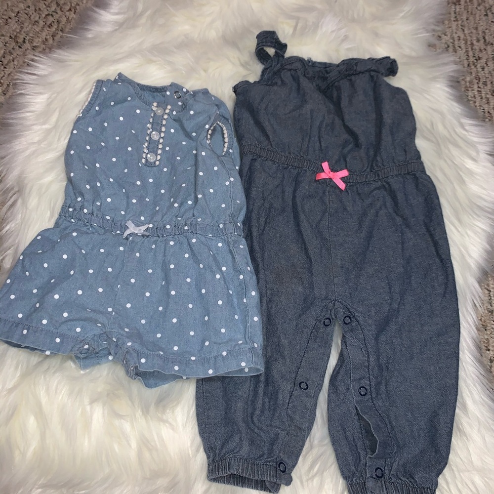 Baby Girl’s Faux Denim One Piece Bundle - 9 M